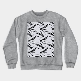 Black strokes and spots on a gray background, abstraction Crewneck Sweatshirt